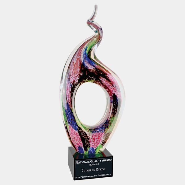 13 1/2" Twist Top Art Glass with Square Base Thumbnail