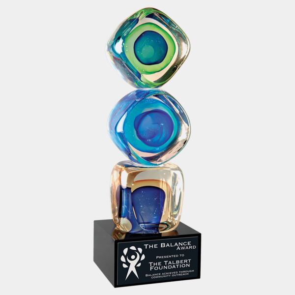 9 1/4" Stacked Blocks Art Glass with Square Base Thumbnail