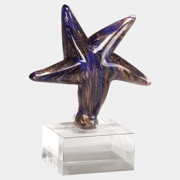 6 7/8" Star Art Glass w/ Metallic Highlights on Glass Base - No Plate Thumbnail