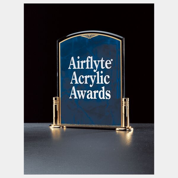 6" x 7" Airflyte Sapphire Marble Acrylic with -Plated Brass Stand Thumbnail