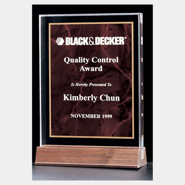 7" x 9 5/8" Ruby Marble Acrylic Award with American Base Thumbnail