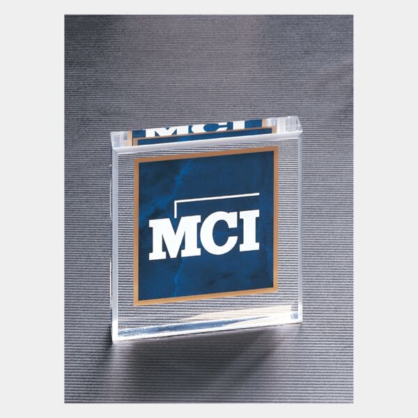 3 3/4" x 3 3/4" Sapphire Marble Design Acrylic Paperweight Thumbnail