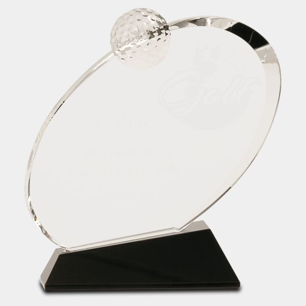 6 1/2" Crystal Oblong Golf Award on Crystal Base Thumbnail