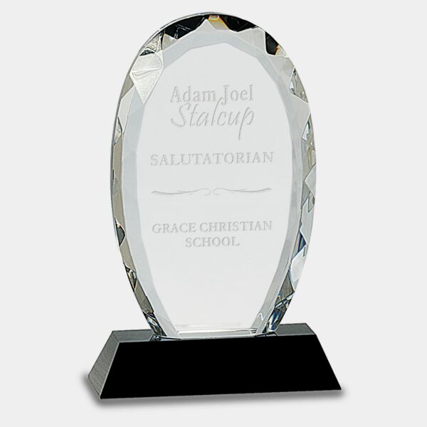 7 1/2" Oval Facet Crystal on Pedestal Base Thumbnail