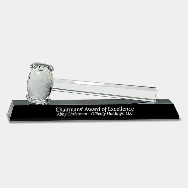 13 7/8" x 4 1/4" Crystal Gavel on Base Thumbnail