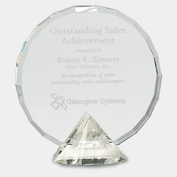 6 1/2" Round Crystal on Diamond Base Thumbnail