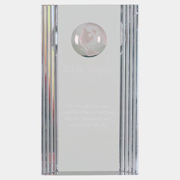 7 3/4" Crystal Rectangle with Globe Etching Thumbnail