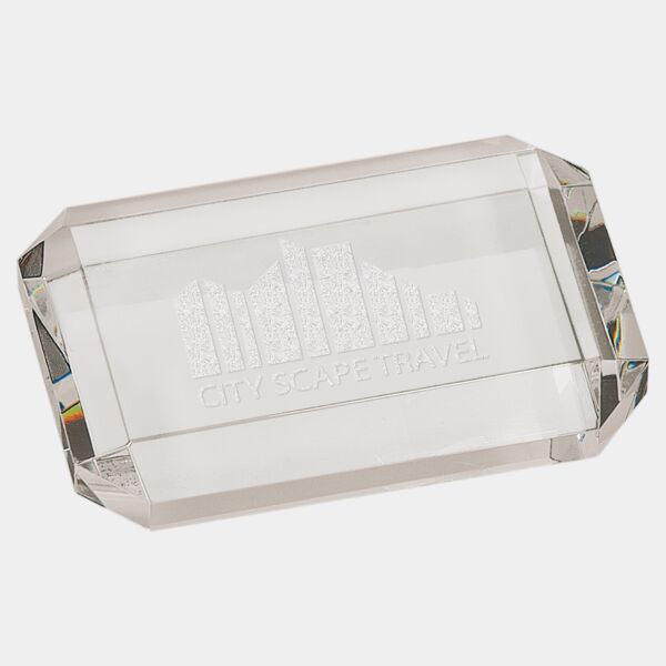 4" x 2 3/4" Crystal Rectangle Paperweight with Clipped Corners Thumbnail