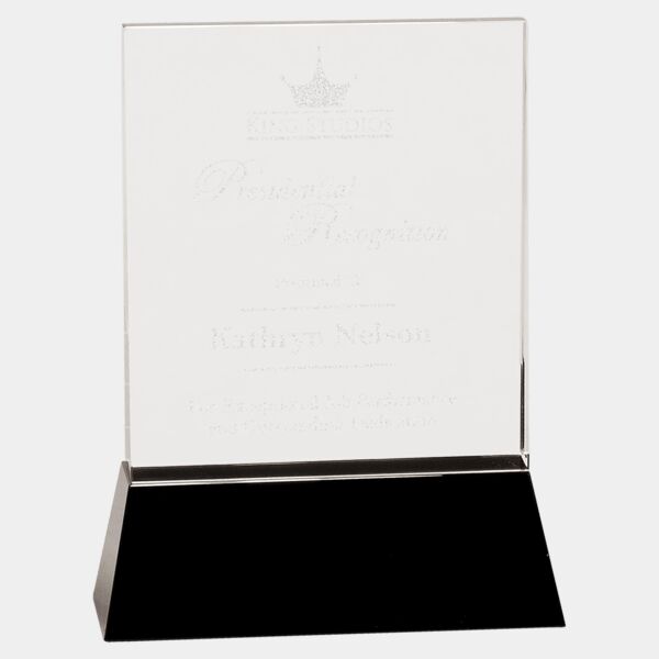 8" Crystal Rectangle Wedge on Base Thumbnail