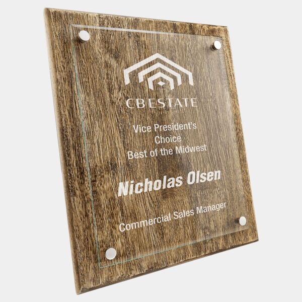 10 1/2" x 13" Barnwood Floating Glass Plaque Thumbnail