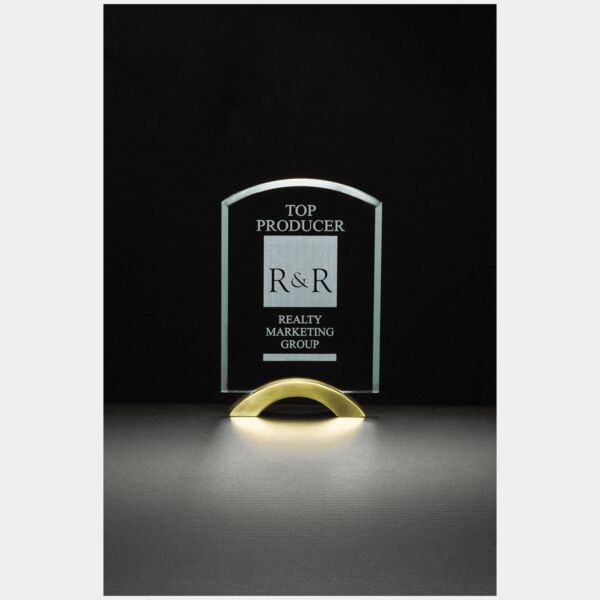 5" x 7 3/4" Arch Series Glass Award with Metal Base Thumbnail