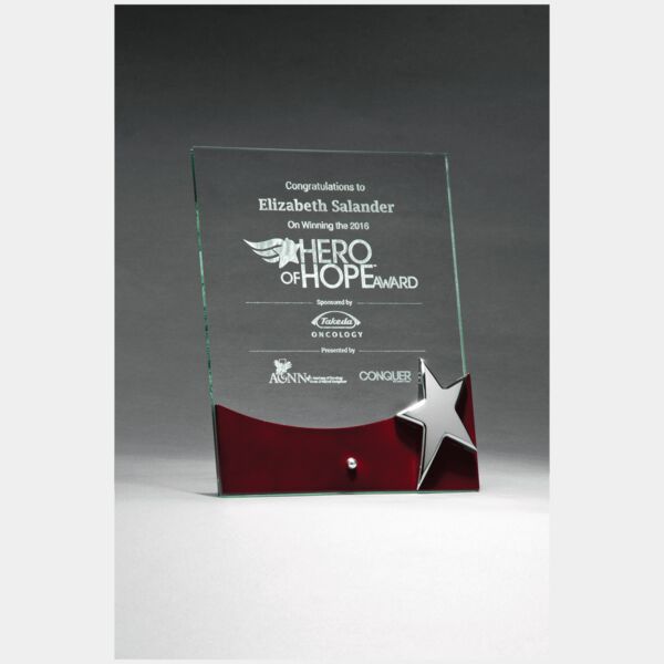 8" x 10" Freestanding Glass Award with High Gloss Accent and Star Thumbnail