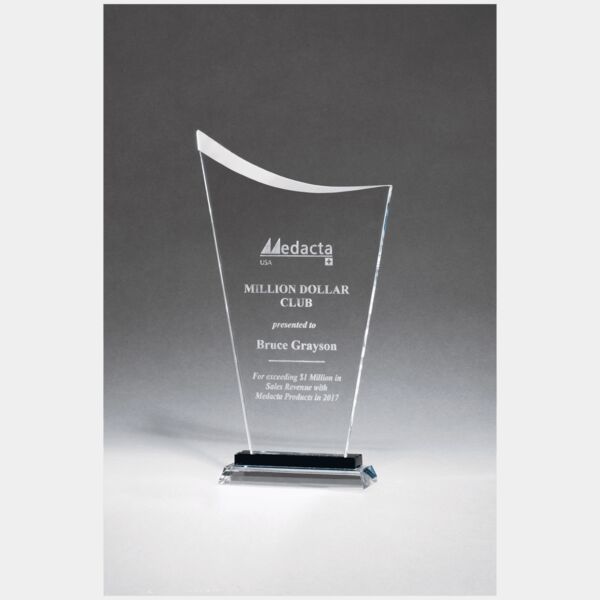 6 1/4" x 11 1/2" Contemporary Glass Award with Pedestal Base Thumbnail