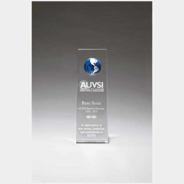 2 3/4" x 8" Crystal Trophy with Globe Thumbnail