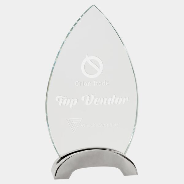 7 1/2" Oval Platinum Glass with Arch Metal Base Thumbnail