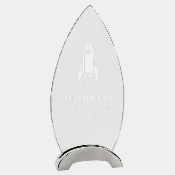 9 1/4" Oval Platinum Glass with Arch Metal Base Thumbnail