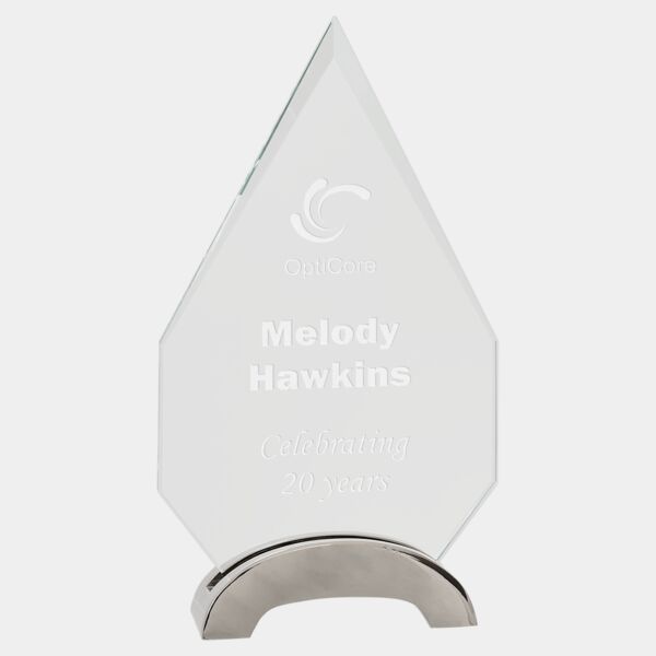 8 1/2" Diamond Platinum Glass with Arch Metal Base Thumbnail