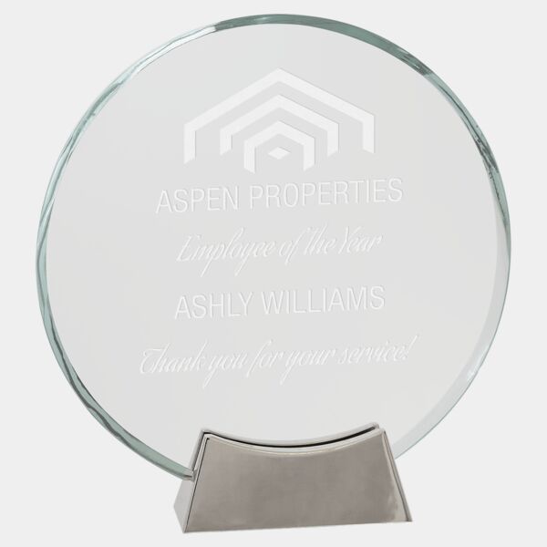 8" Round Platinum Glass with Full Metal Base Thumbnail