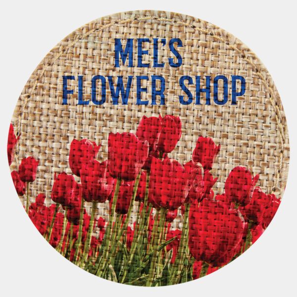 2 1/2" Round Burlap Sublimatable Patch with Adhesive Thumbnail