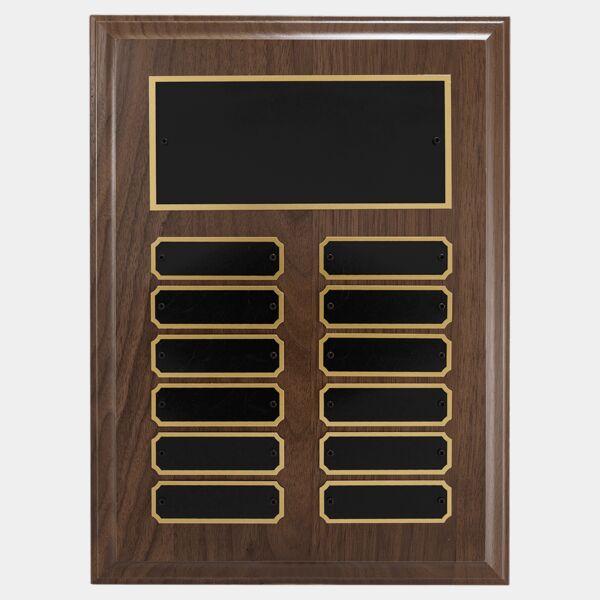 9" x 12"/Plates 7/8" x 2 3/4" Step-Edge 12 Plate Perpetual Plaque with Brass Plate Thumbnail