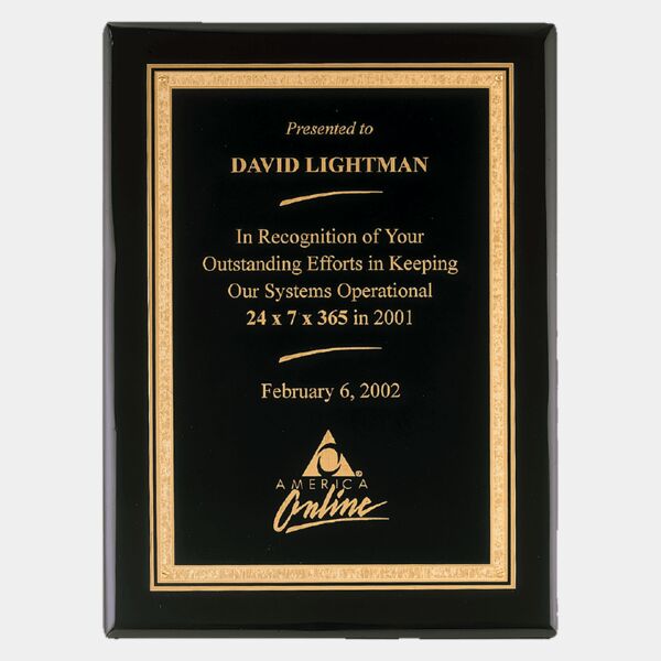 11" x 14" Airflyte Premium Piano Finish Plaque with Florentine Border LaserFX Plate Thumbnail