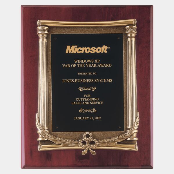 10 1/2" x 13" Piano Finish Plaque, Antique Frame Casting, Brass Plate Thumbnail