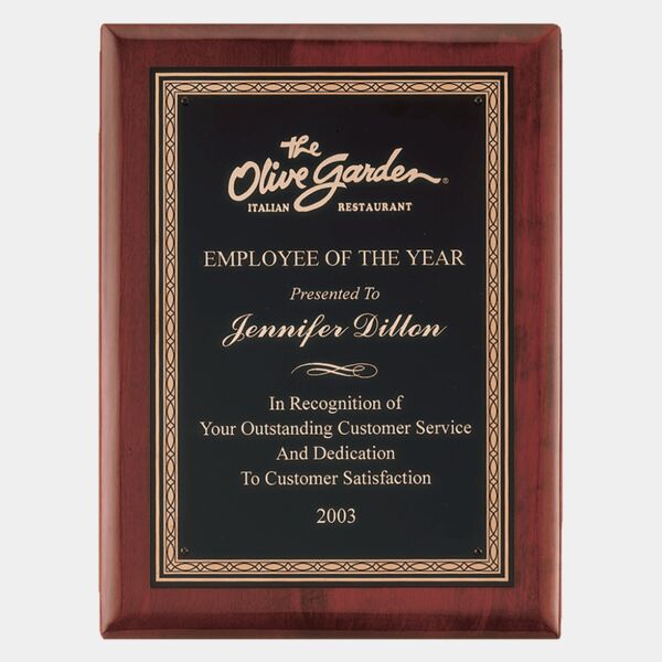 7" x 9" Airflyte Premium Piano Finish Plaque with Border Laserable Brass PLate Thumbnail