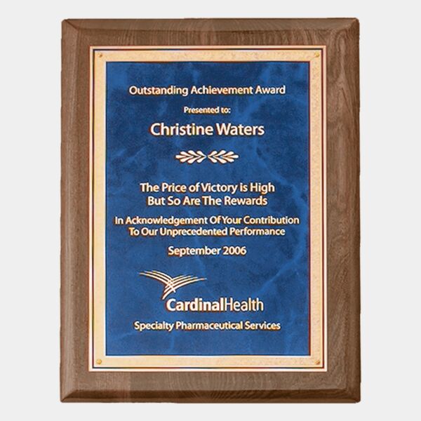 7" x 9" Airflyte Premium Piano Finish Plaque with Florentine Border Sapphire Marble LaserFX Plate Thumbnail