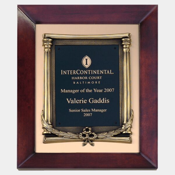 12" x 15" Airflyte Finish Frame with Antique Finished Metal Frame on a Brushed Metal Background with a Laserable Brass Plate Thumbnail