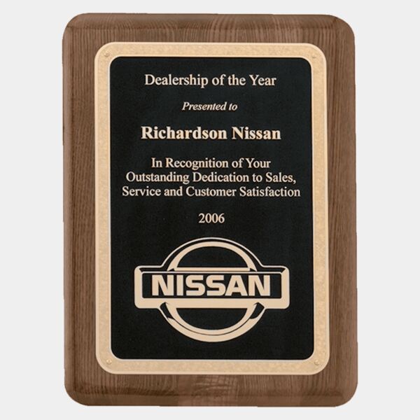 9" x 12" Airflyte Premium Piano Finish Plaque with Florentine Border Textured LaserFX Plate Thumbnail