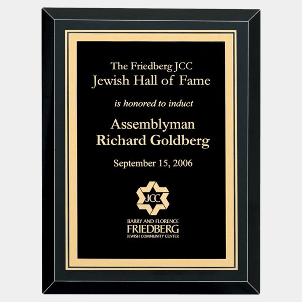 7" x 9" Airflyte Premium Mirror Glass Plaque with Florentine Border LaserFX Plate Thumbnail