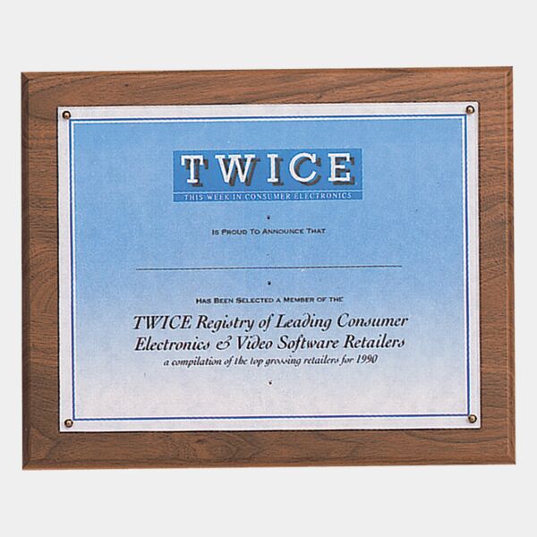 10 1/2" x 13- Holds 8 1/2" x 11" Solid Certificate Plaque with Plexiglass Cover Thumbnail