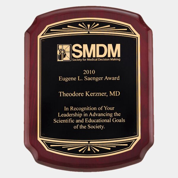 8" x 10 1/2" Airflyte Piano Finish Plaque with Border LaserFXSunburst Plate Thumbnail