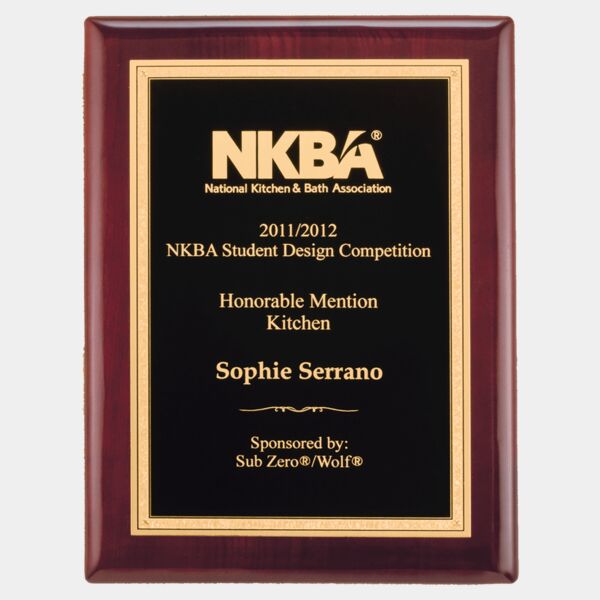 7" x 9" Airflyte Piano Finish Plaque with Textured Florentine Border LaserFX Plate Thumbnail