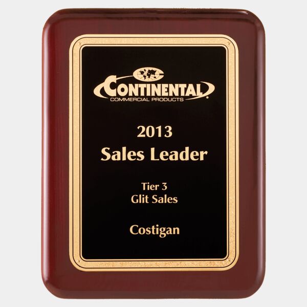 10 1/2" x 13" Airflyte Piano Finish Plaque with Textured Florentine Border LaserFX Plate Thumbnail