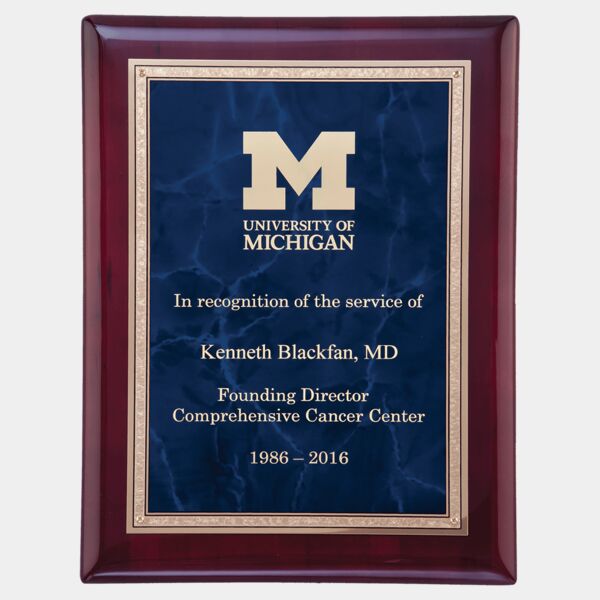 8" x 10" Airflyte Piano Finish Plaque with Sapphire Marble with Florentine Border LaserFX Plate Thumbnail