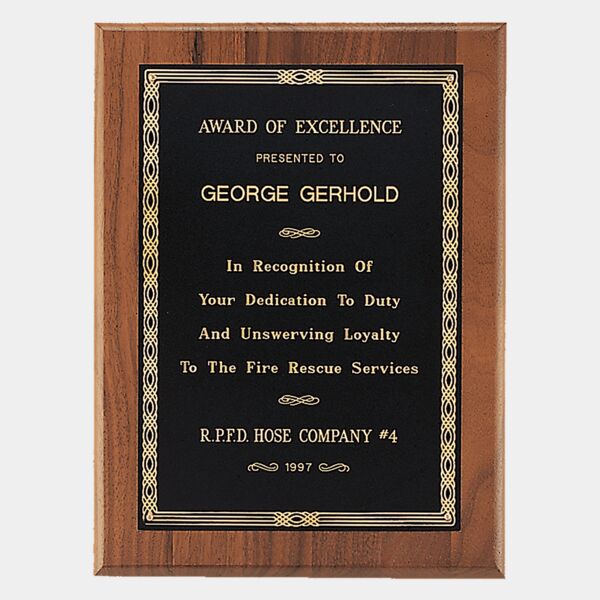 5" x 7" Jewelers Laserable Border Plate on an American Plaque- Sheffield Series Thumbnail