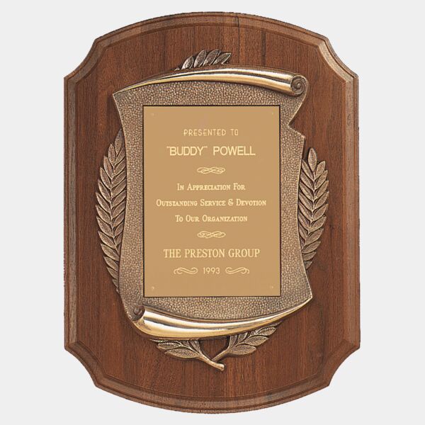 11" x 15" American Notch Corner Plaque w/Antique Scroll/Brushed Brass Plate Thumbnail