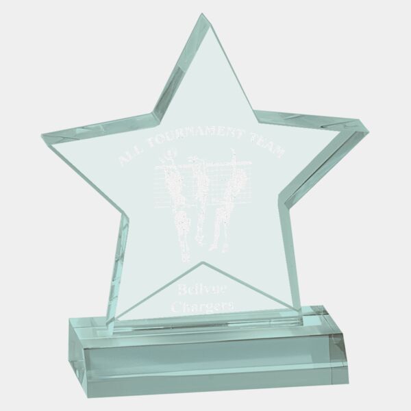 5" x 5" Jade Star Acrylic Award with 4" Base Thumbnail