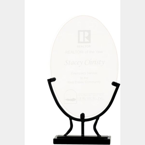 8 3/4" Oval Vintage Glass with Iron Base Thumbnail