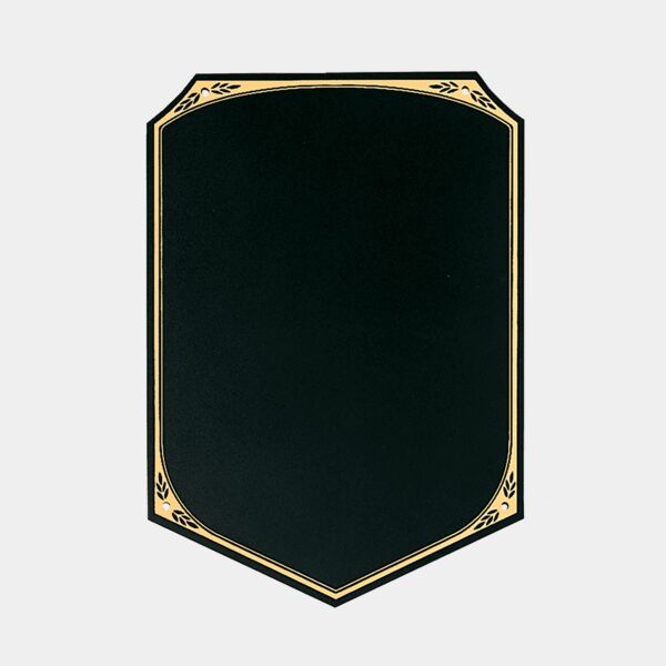7" x 10" Brass Plate with Pointed Bottom, Leaf Florentine Border, and Four Holes Thumbnail