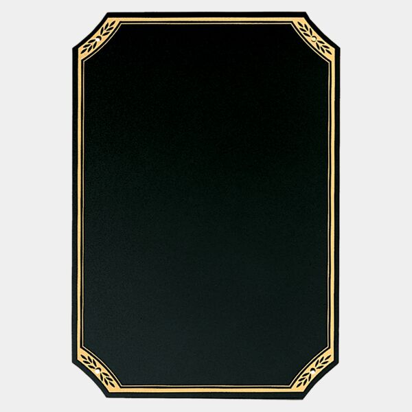7" x 10" Laserable Brass Plate with Notched Corners, Florentine Design Border and Four Holes (Fits P1643) Thumbnail