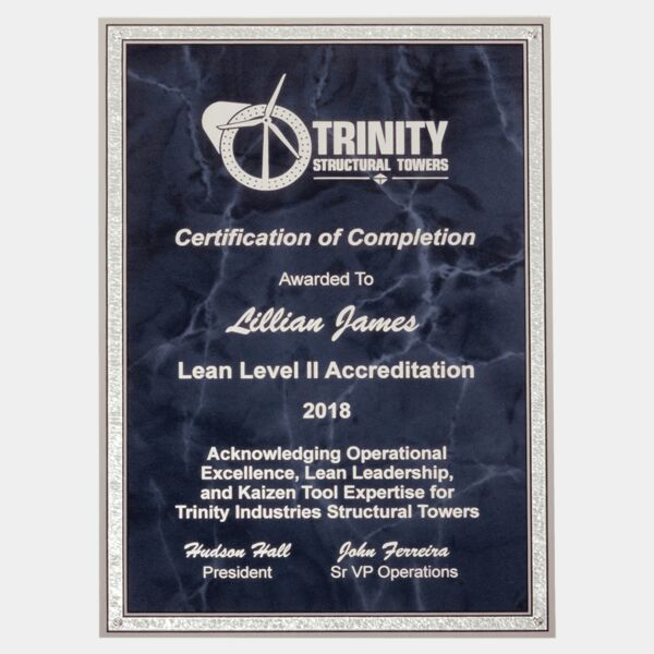 5 1/4" x 7 1/4" Marble Laserable Aluminum Plate with Border Thumbnail