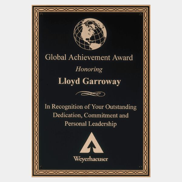 6 1/4" x 8 1/4" Laser Engravable Brass Plate with Braided Border Design and Four Holes Thumbnail