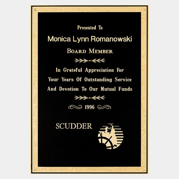 6" x 8" Airflyte Brass Plated Steel Plate with Florentine Border and Four Holes Thumbnail