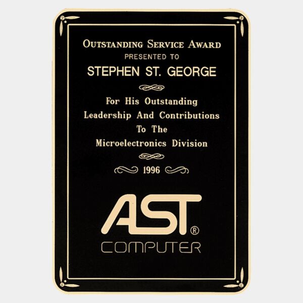 7" x 10" Laser Engravable Brass Plated Steel Plate with Gloss Design Border and Four Holes Thumbnail